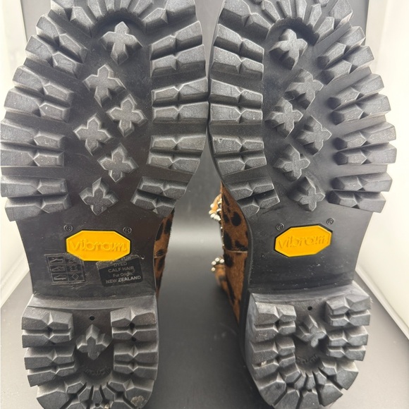 Alexander Wang Spencer Brown Black Fur Dyed Calf Leopard Print Booties Size 7 - Picture 3 of 5